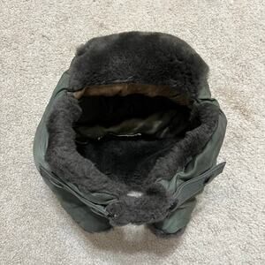 USAF 1975 HELMET FLYERS WINTER HAT B-9B AVIATOR PILOT GREEN MEDIUM